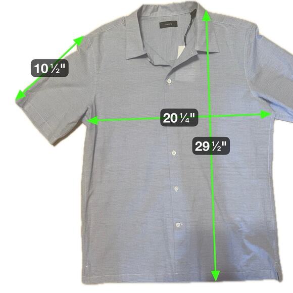 Theory Wyoming SS Breeze Multi Light Textured Cotton Shirt L NWT - Picture 6 of 6